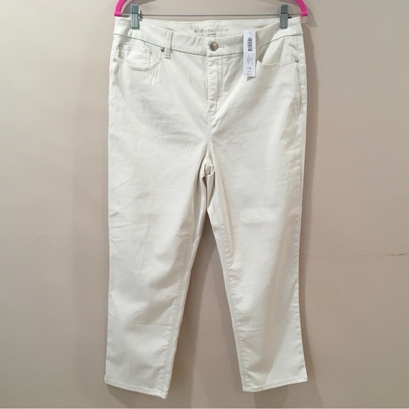 Chico's So Lifting Natural Cream Crop Basic Pants Womens Size 1.5 Medium New - Picture 2 of 7